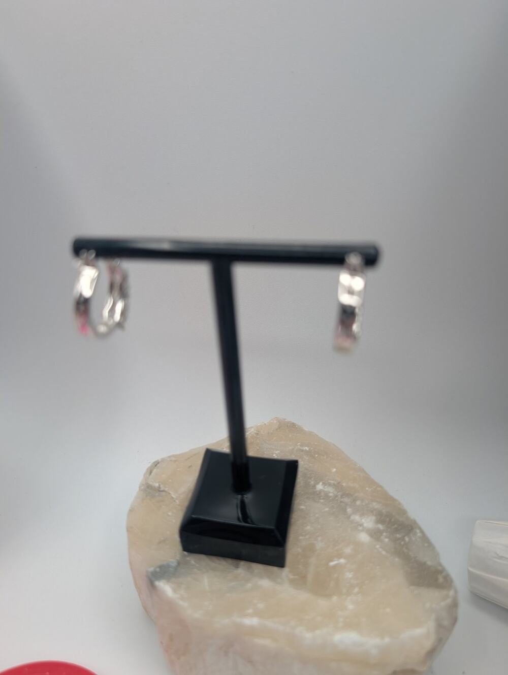Elegant Silver Tone Hoop Earrings with Clear CZ Stones - Fashion Jewelry